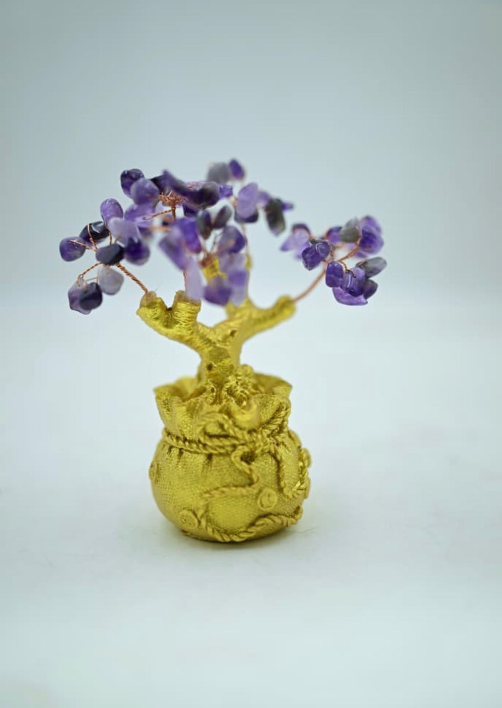 Amethyst Money Bag Tree, citrin, 7 chakar, pink quartz, green aventurine