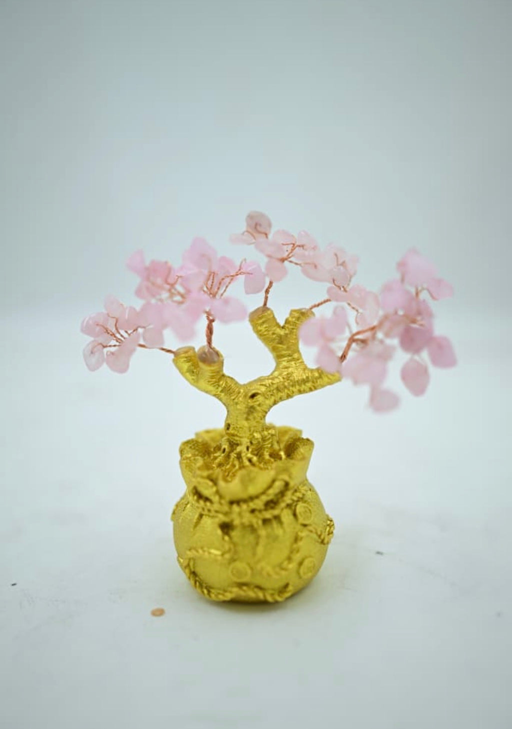 Amethyst Money Bag Tree, citrin, 7 chakar, pink quartz, green aventurine