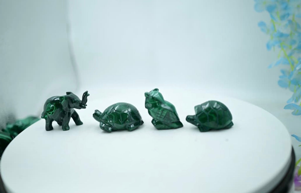 🐾 Malachite Stone Animal Carvings – A++ Premium Collection