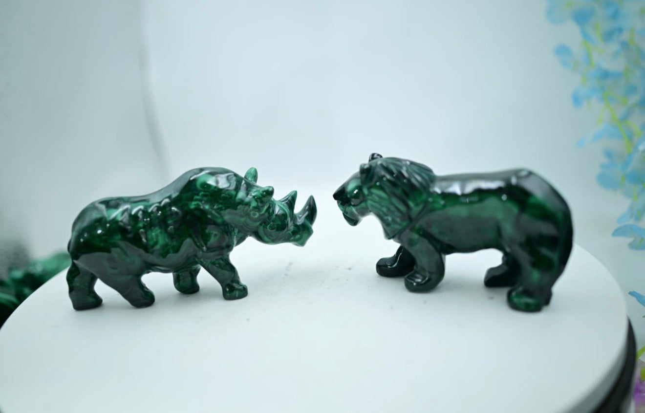 🐾 Malachite Stone Animal Carvings – A++ Premium Collection
