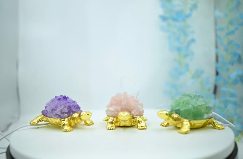 Crystal Stone Tortoise lamp – Premium Golden Base Collection