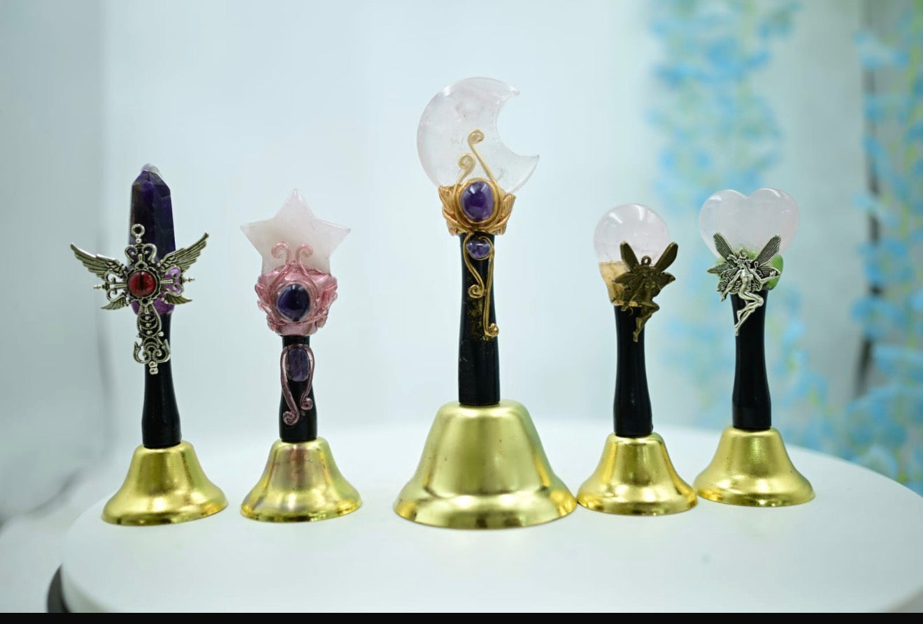 **🔔 Crystal Healing Bells – Premium Handcrafted Collection (Star, Moon, Heart, Angel, Fairy, Amethyst)