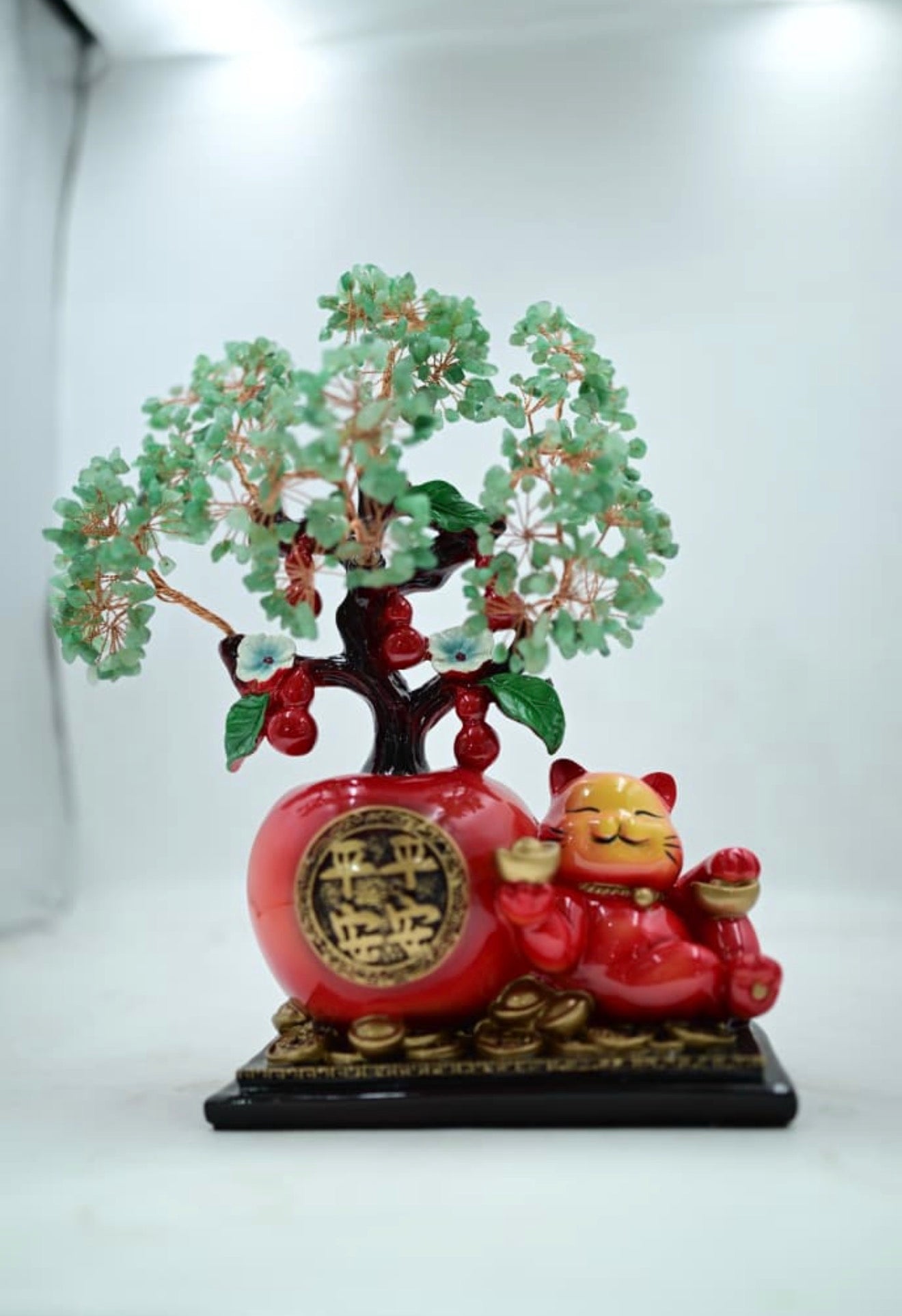 Citrine Money Tree with Lucky Cat Green Aventurine Money Tree with Lucky Cat Amethyst Money Tree with Lucky Cat