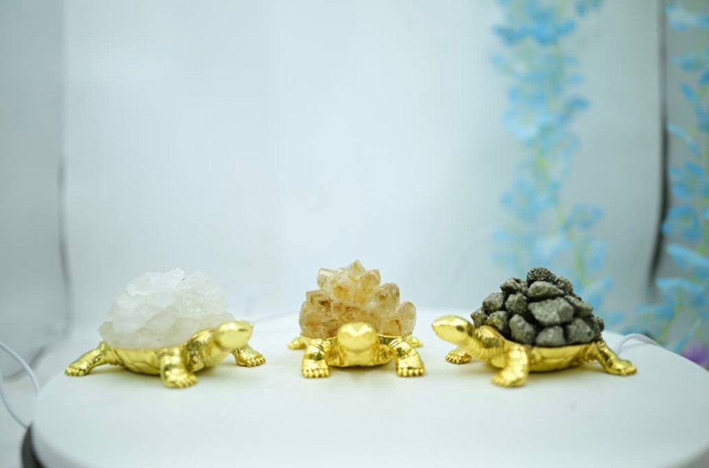 Crystal Stone Tortoise lamp – Premium Golden Base Collection