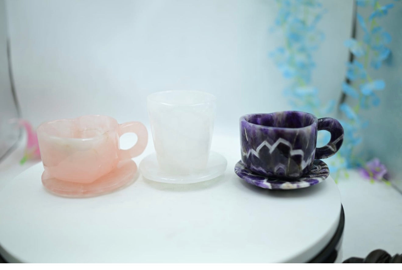 Crystal Cup & Saucer Carvings – A++ Premium Decorative Collection