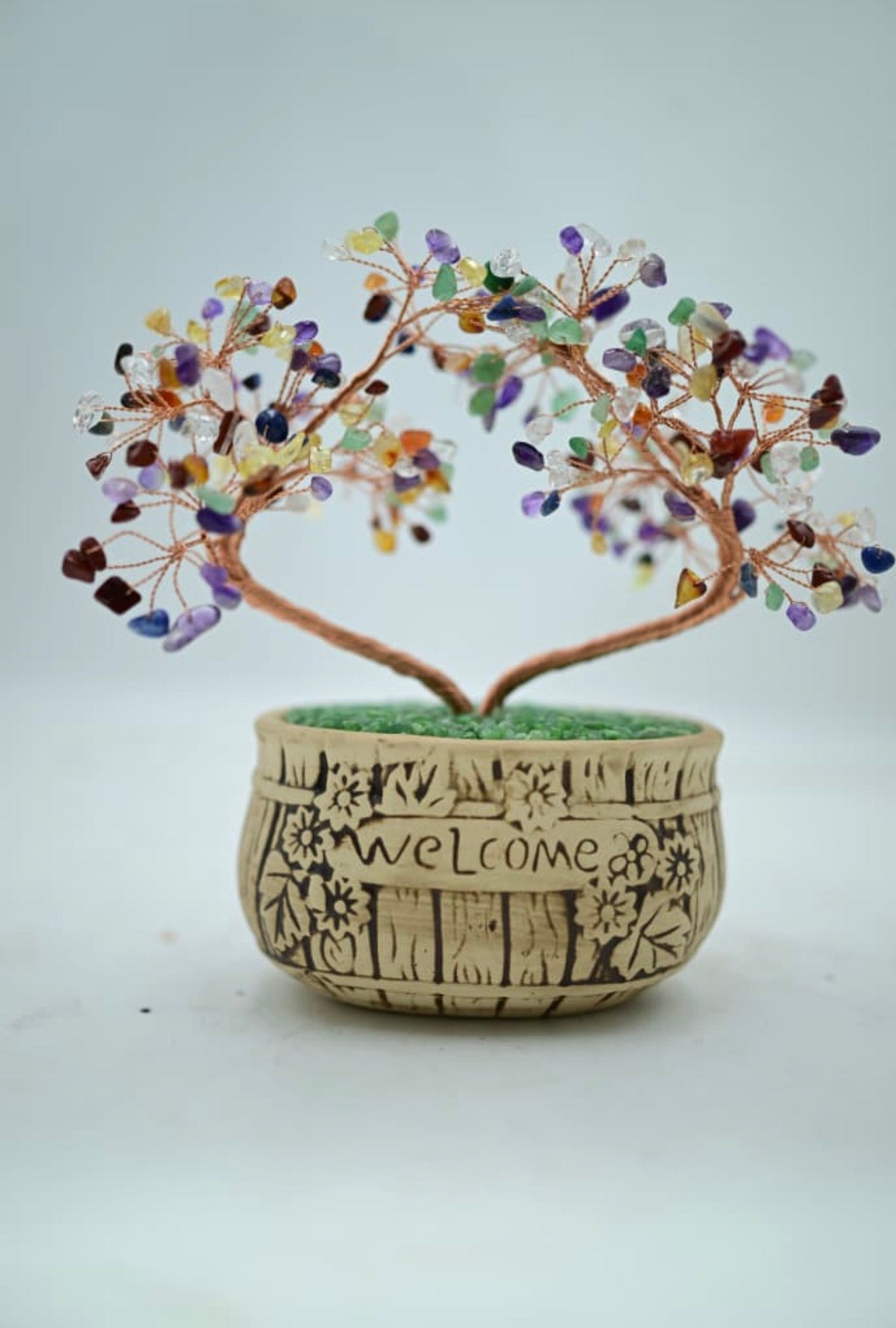 Seven Chakra Welcome Pot Tree Green Aventurine Welcome Pot Tree Amethyst Welcome Pot Tree